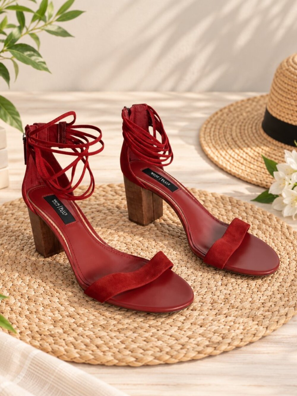 White House Black Market Rusty Red Suede Leather Sandals Size 8